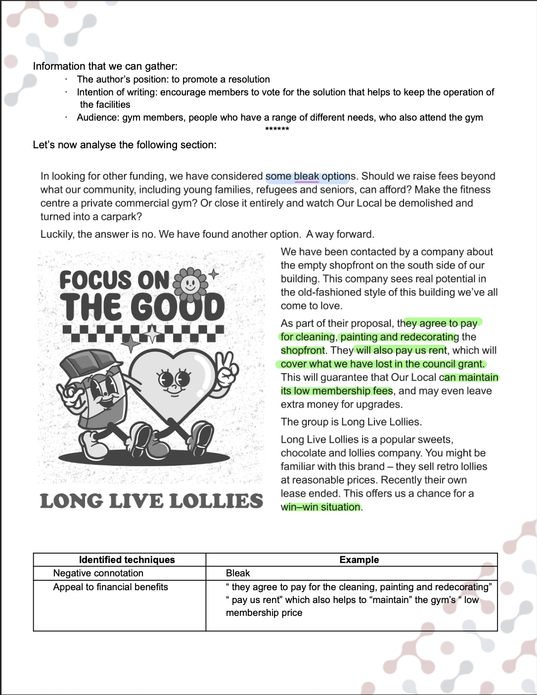 Argument analysis - Writing Example